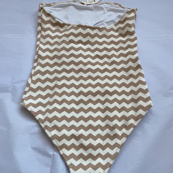 Anthropologie Chevron Halter One-Piece Swimsuit ZigZag Maillot By Undrest Size L - Picture 6 of 6